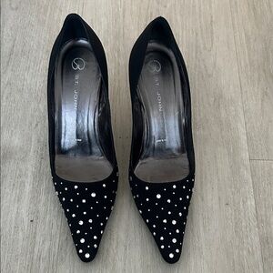St. John Black and Silver Studded Heels